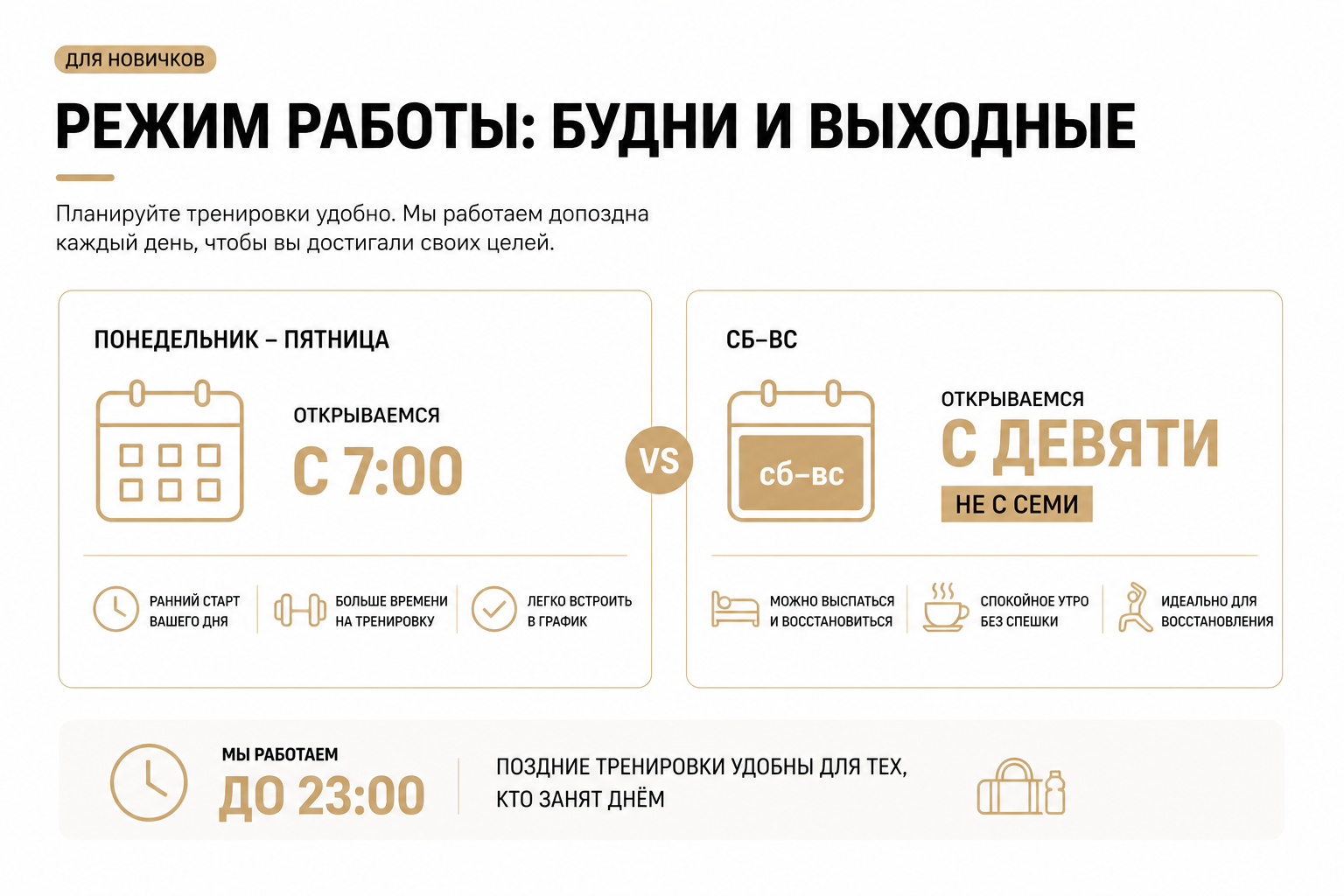 Сравнение режима работы клуба в будни и выходные