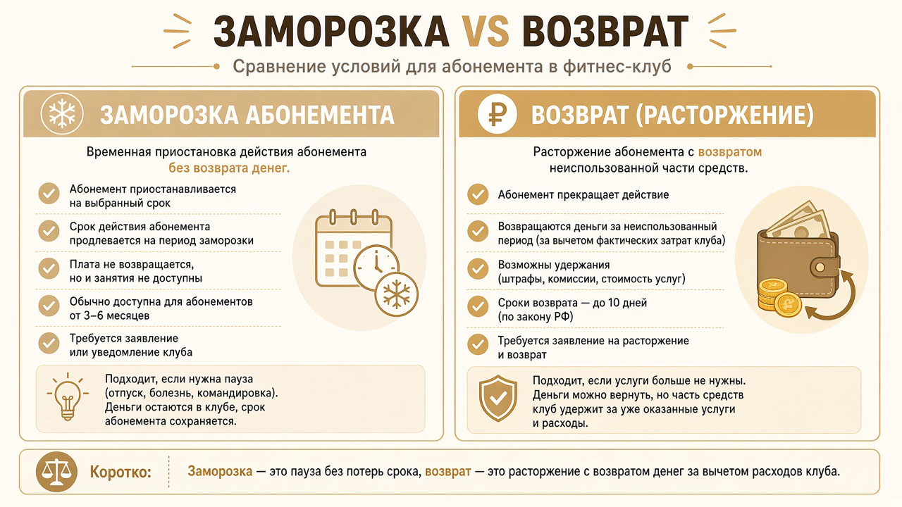 Заморозка vs расторжение договора GW